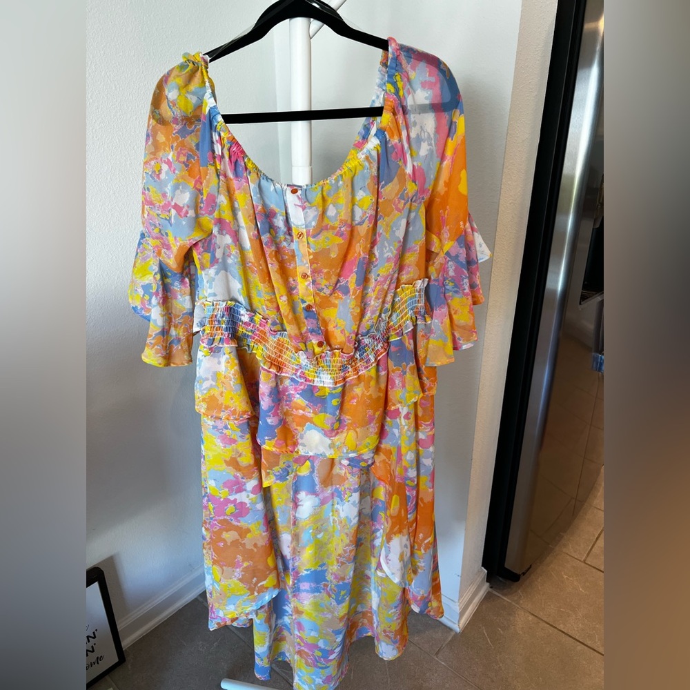 Ashley Stewart Pastel Multi-Color Floral Blouse